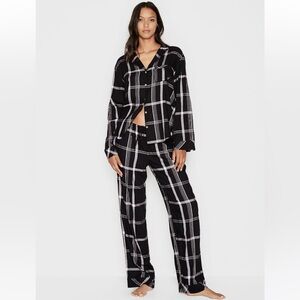 Victorias Secret Cotton Pajama Set Black Plaid Small